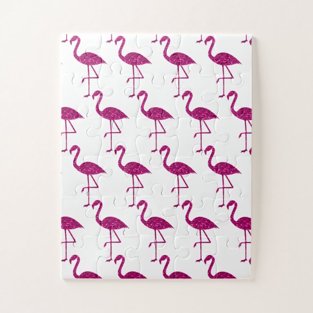 Puzzle Flamant brillant flamingo parties scintillant rose (Vertical)