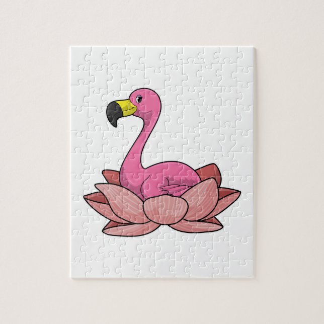 Puzzle Flamant rose à fleur de Lotus (Vertical)