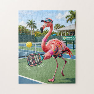 Puzzle Flamant Rose à la Retraite au Club de Pickleball T