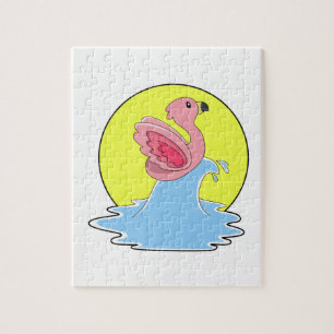 Puzzle Flamant rose à Surfing on Water
