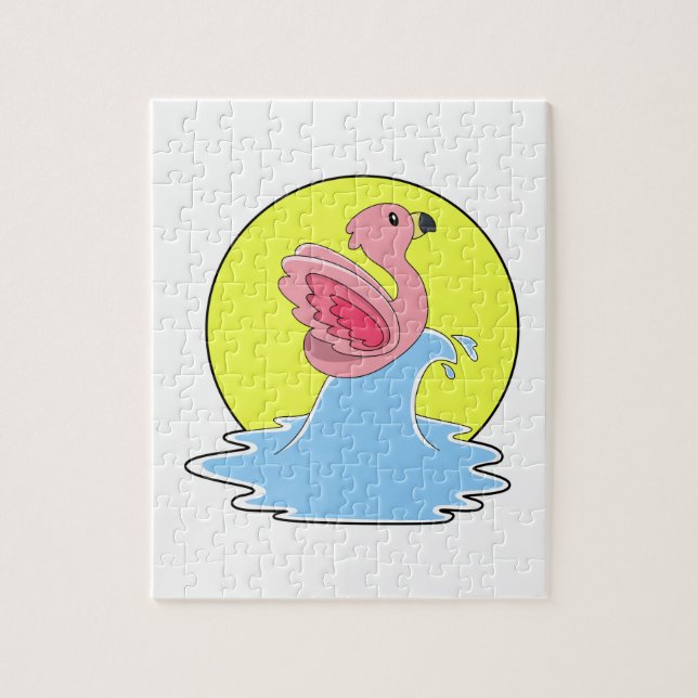 Puzzle Flamant rose à Surfing on Water (Vertical)