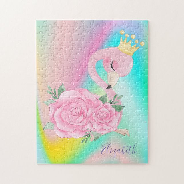 Puzzle Flamant Rose Abstrait Coloré Ombré (Vertical)