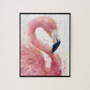 Puzzle Flamant rose aquarelle peint à la main