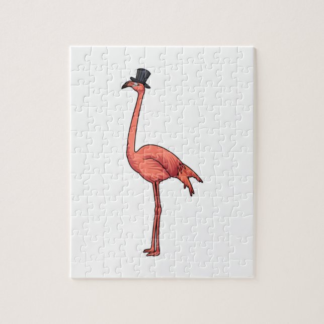 Puzzle Flamant rose avec Casquette (Vertical)
