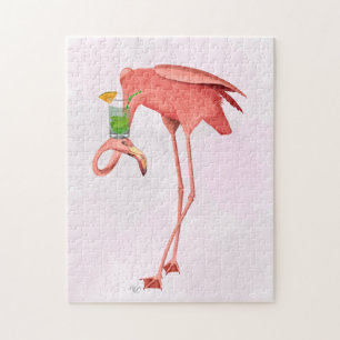 Puzzle Flamant rose avec Cocktail