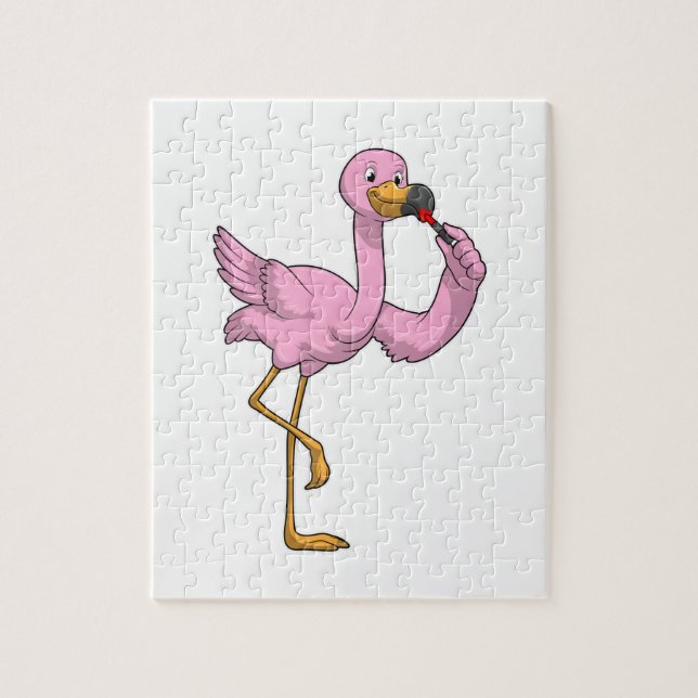 Puzzle Flamant rose avec Lipstick (Vertical)