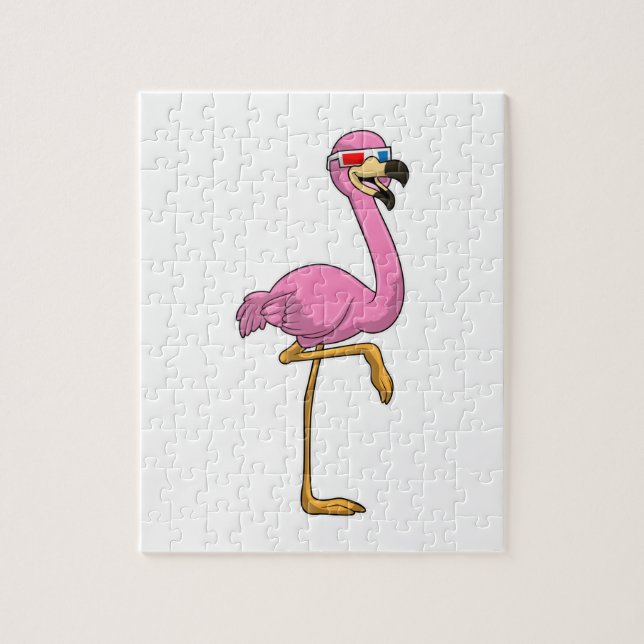 Puzzle Flamant rose avec lunettes (Vertical)