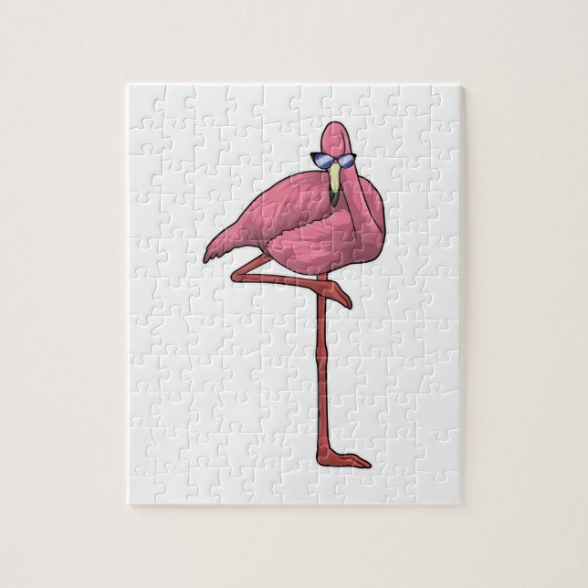 Puzzle Flamant rose avec lunettes de soleil (Vertical)