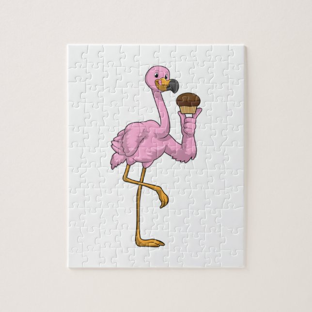 Puzzle Flamant rose avec muffin (Vertical)