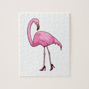 Puzzle Flamant rose avec talons hauts