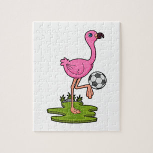 Puzzle Flamant rose comme joueur de football avec Soccer