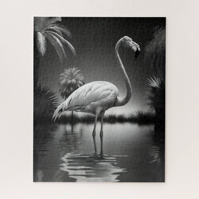 Puzzle Flamant rose dans une piscine (Vertical)