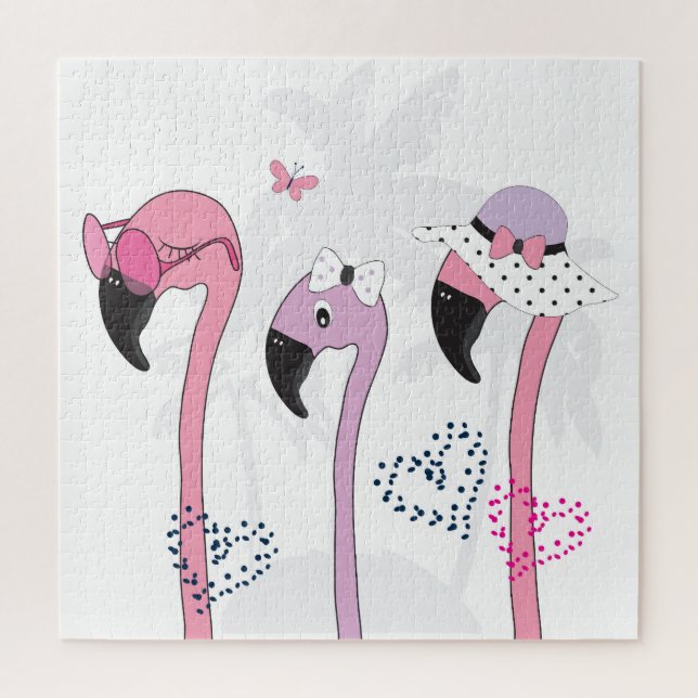 Puzzle Flamant rose d'été : Illustration Vintage de plage (Vertical)