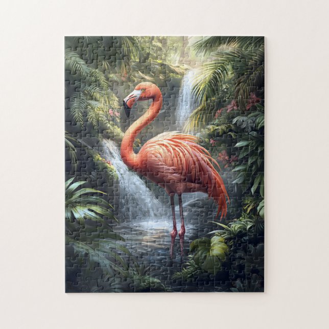 Puzzle Flamant rose et cascade de la Jungle (Vertical)