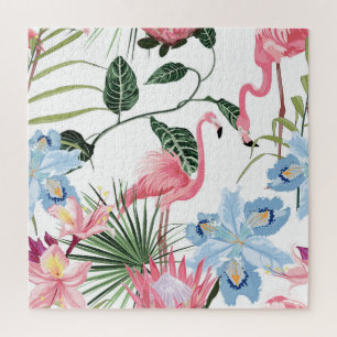 Puzzle Flamant rose Fleurs Exotiques Tropical Simples