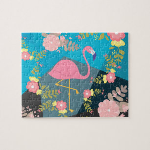 Puzzle Flamant rose floral Girly rose mignon chic à la