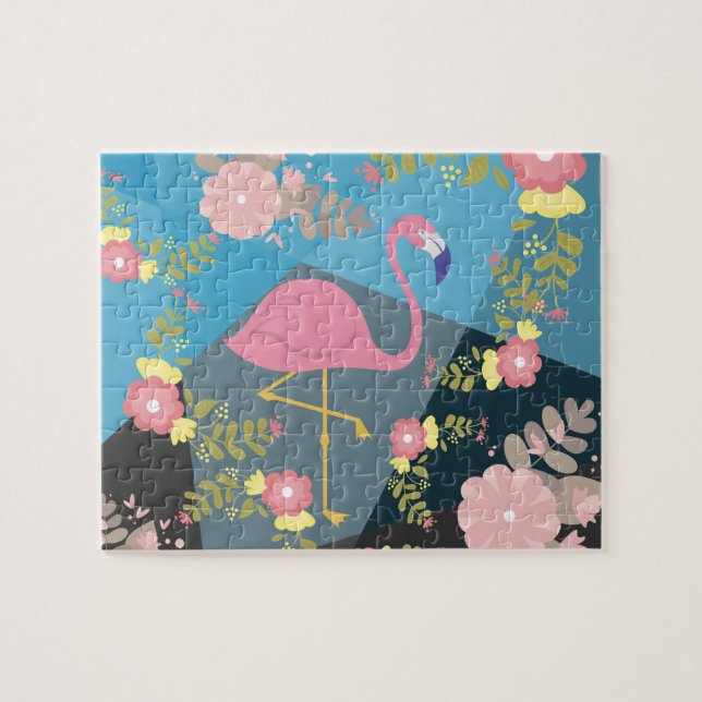 Puzzle Flamant rose floral Girly rose mignon chic à la (Horizontal)