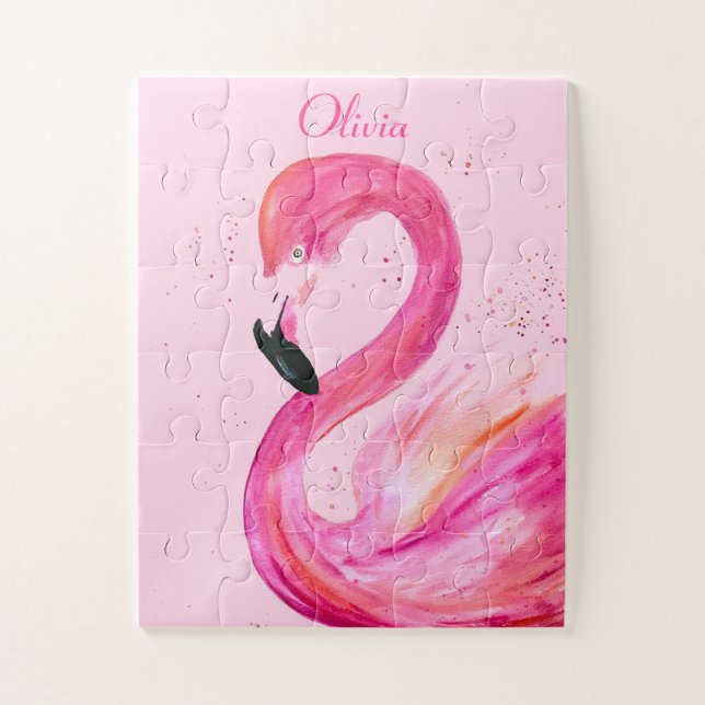 Puzzle Flamant rose Oiseau rose Nature Plage tropicale Ét (Vertical)