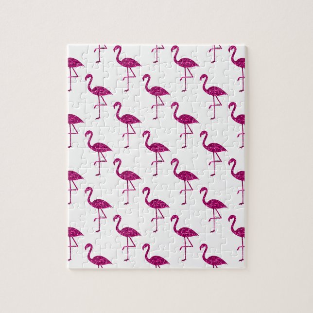 Puzzle Flamant rose pailleté motif de scintillements (Vertical)