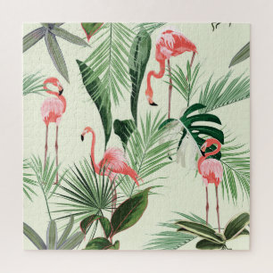 Puzzle Flamant rose rose Fleurs exotiques Motif