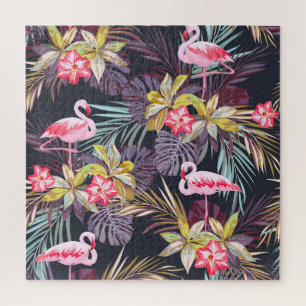 Puzzle Flamant rose Tropical : Motif sans couture d'été