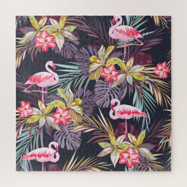 Puzzle Flamant rose Tropical : Motif sans couture d'été (Vertical)
