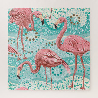 Puzzle Flamant rose Tropical : Papier peint Floral Vintag