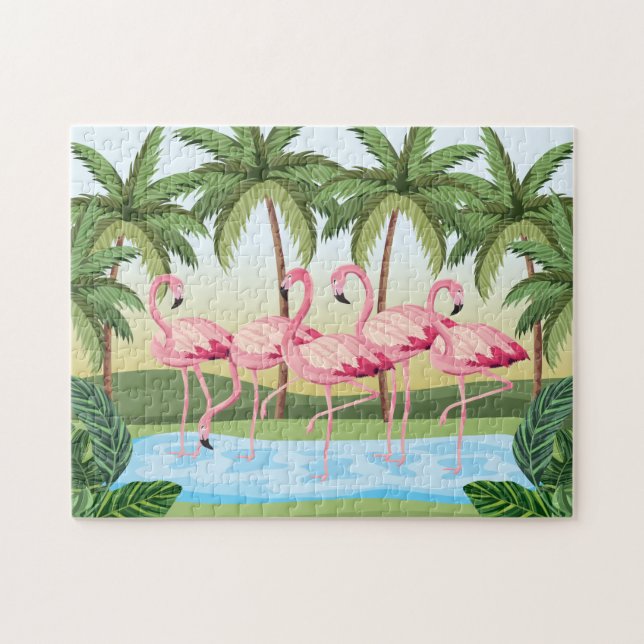 Puzzle Flamants roses colorés (Horizontal)