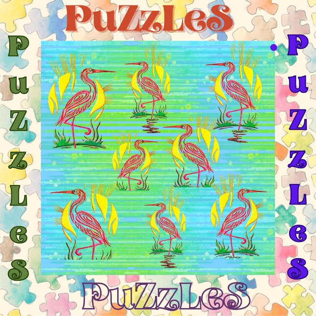 Puzzle Flamants roses en scène tropicale (Créateur téléchargé)