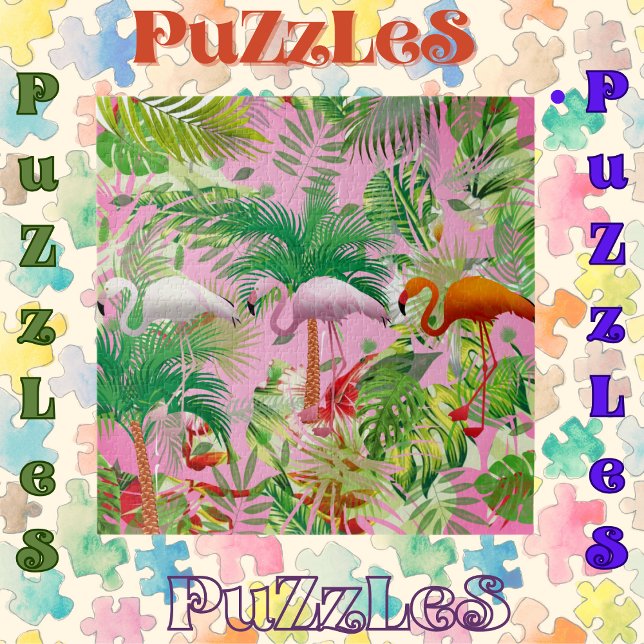 Puzzle Flamants roses en scène tropicale (Créateur téléchargé)