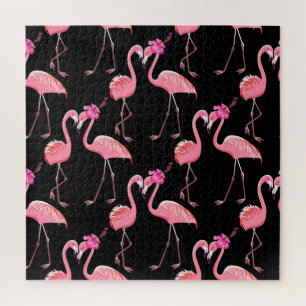 Puzzle Flamants roses roses : Arrière - plan noir Vintage