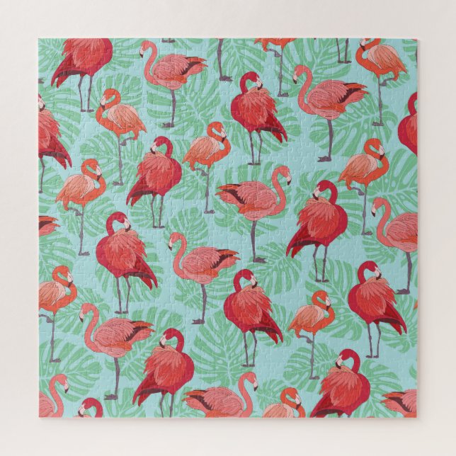 Puzzle Flamants roses roses : Exotic Seamless Motif. (Vertical)