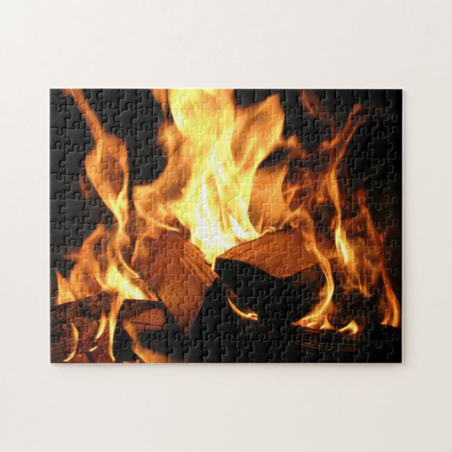Puzzle Flames on Burning Logs (Horizontal)