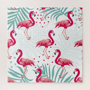 Puzzle Flamingo tropical et feuille, motif d'été.