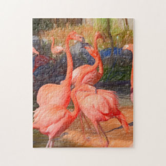 Puzzle Flamingos drawing colorful