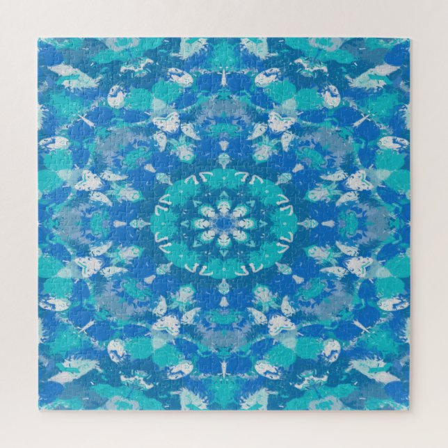 Puzzle Fléau de neige bleu classique et turquoise (Vertical)