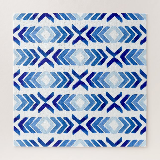Puzzle Flèches bleu Rhombus Motif aquarelle (Vertical)