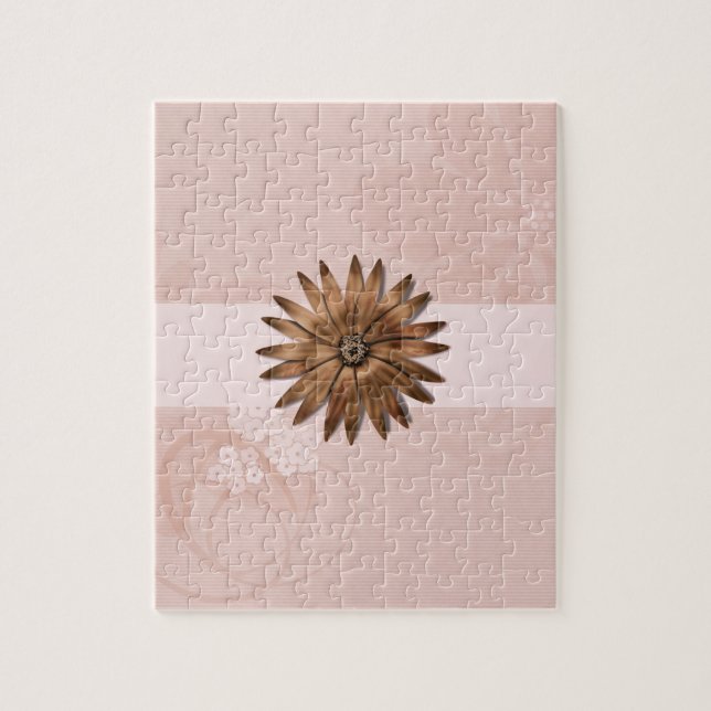 Puzzle Fleur abstraite délicate sur fond rose pâle (Vertical)