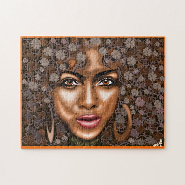 Puzzle Fleur africaine - Jolie femme (Horizontal)