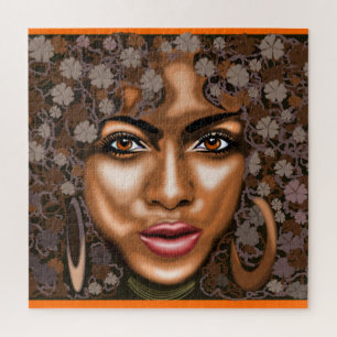 Puzzle Fleur africaine - Jolie femme - Art -