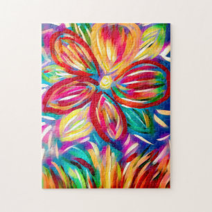 Puzzle Fleur colorée Acrylique Peinture Florale moderne