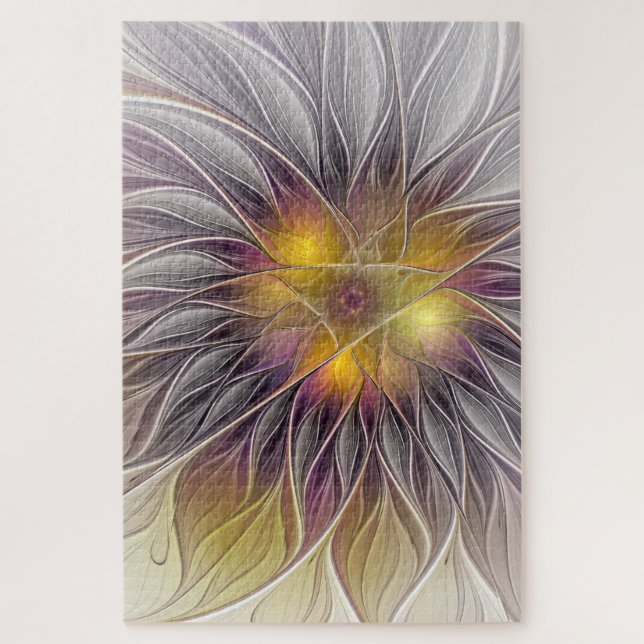 Puzzle Fleur colorée lumineuse, fractale moderne abstrait (Vertical)