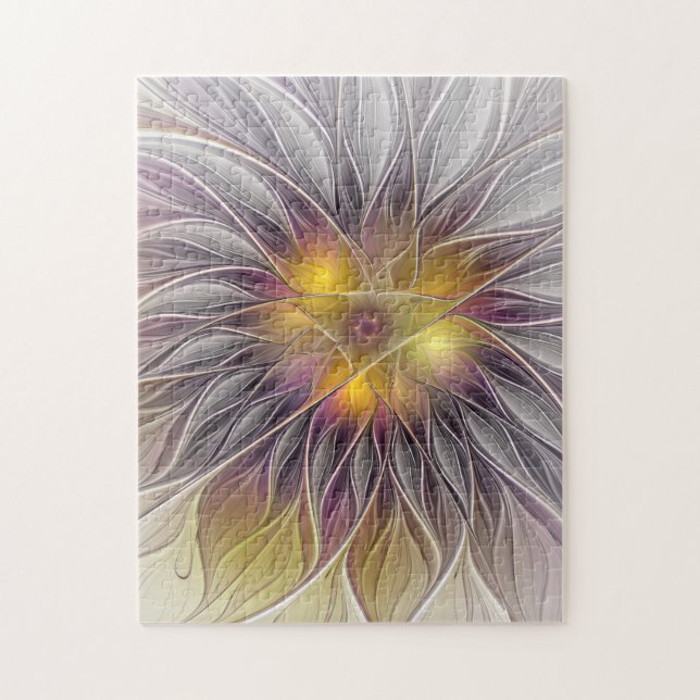 Puzzle Fleur colorée lumineuse, fractale moderne abstrait (Vertical)