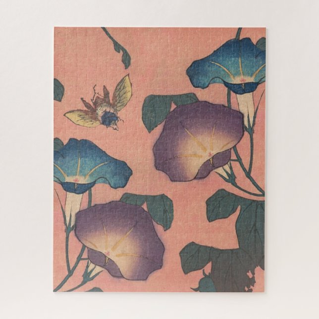 Puzzle Fleur d'abeille rose Art classique Hokusai (Vertical)