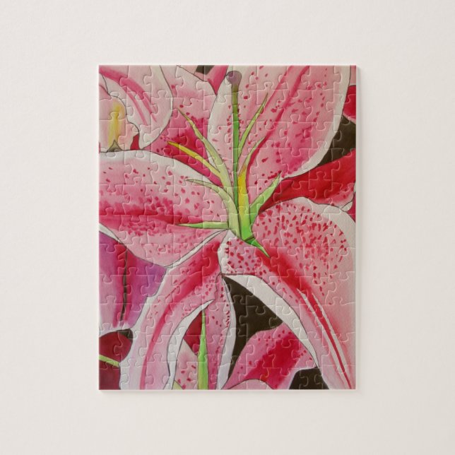 Puzzle Fleur d'aquarelle Stargazer rose lièvre (Vertical)
