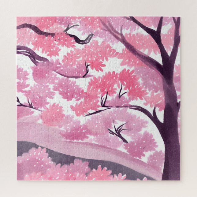 Puzzle Fleur de cerisier rose | Aquarelle de la nature (Vertical)