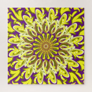 Puzzle Fleur de chrysanthème jaune violet Abstrait