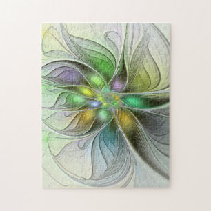 Puzzle Fleur de Fantaisie Abstraite Moderne Fractale Colo