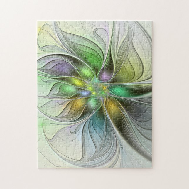 Puzzle Fleur de Fantaisie Abstraite Moderne Fractale Colo (Vertical)