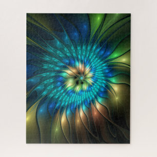 Puzzle Fleur de fantaisie lumineuse, fractale abstraite c